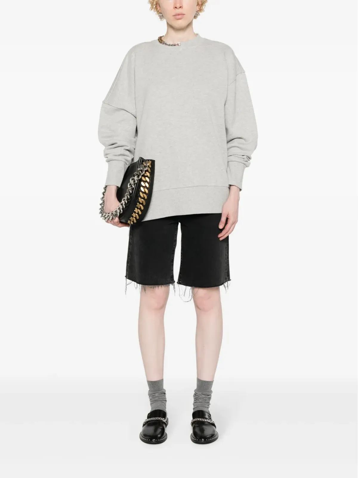 Stella McCartney チェーンリンクディテール メランジ スウェットシャツ グレー - 画像2