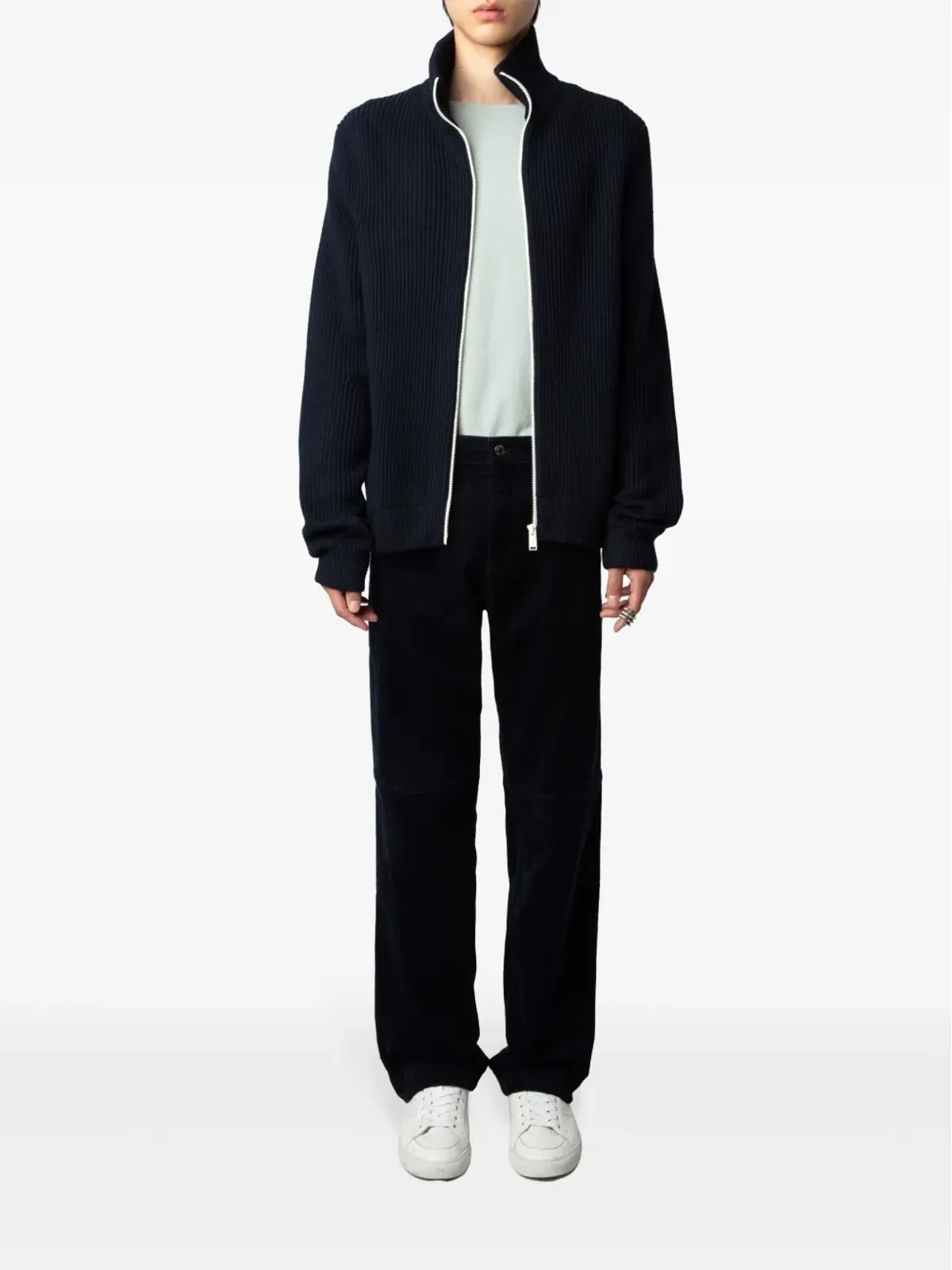 Zadig&Voltaire リブ編みウールカーディガン ブルー - 画像2