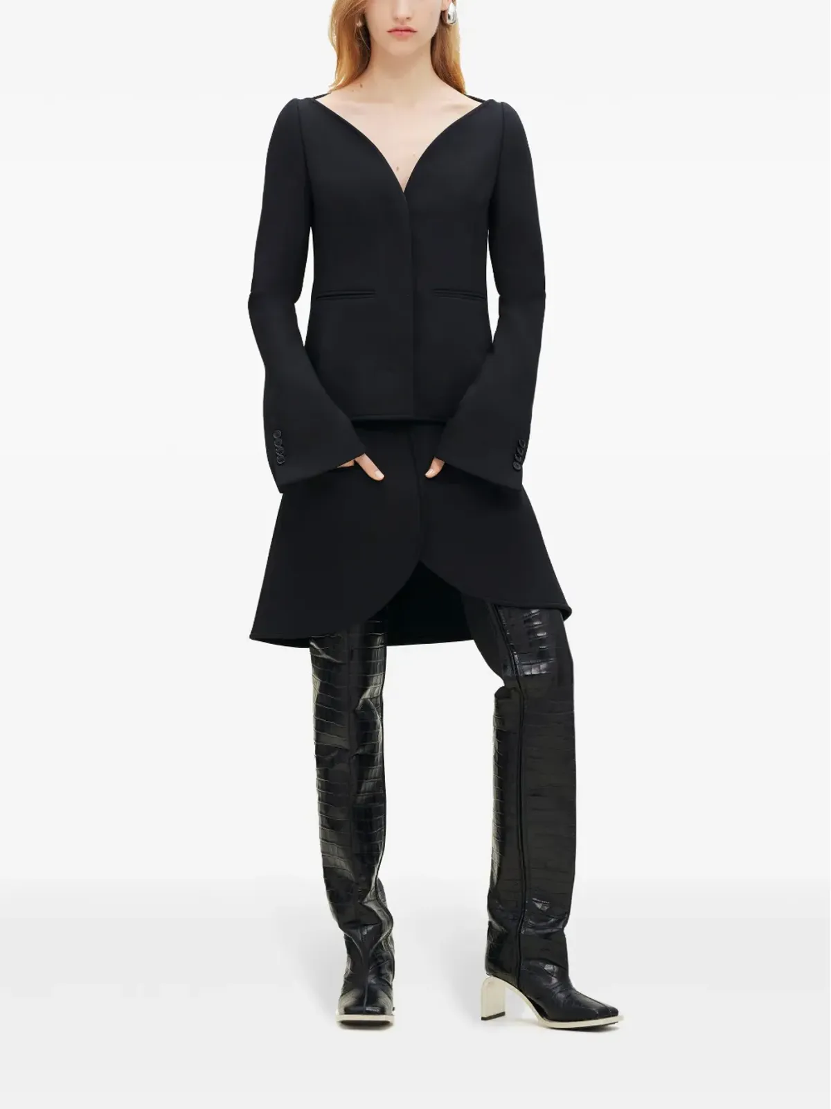 Courrèges Ellipse Heritage ノーカラーブレザー - ブラック - 画像2