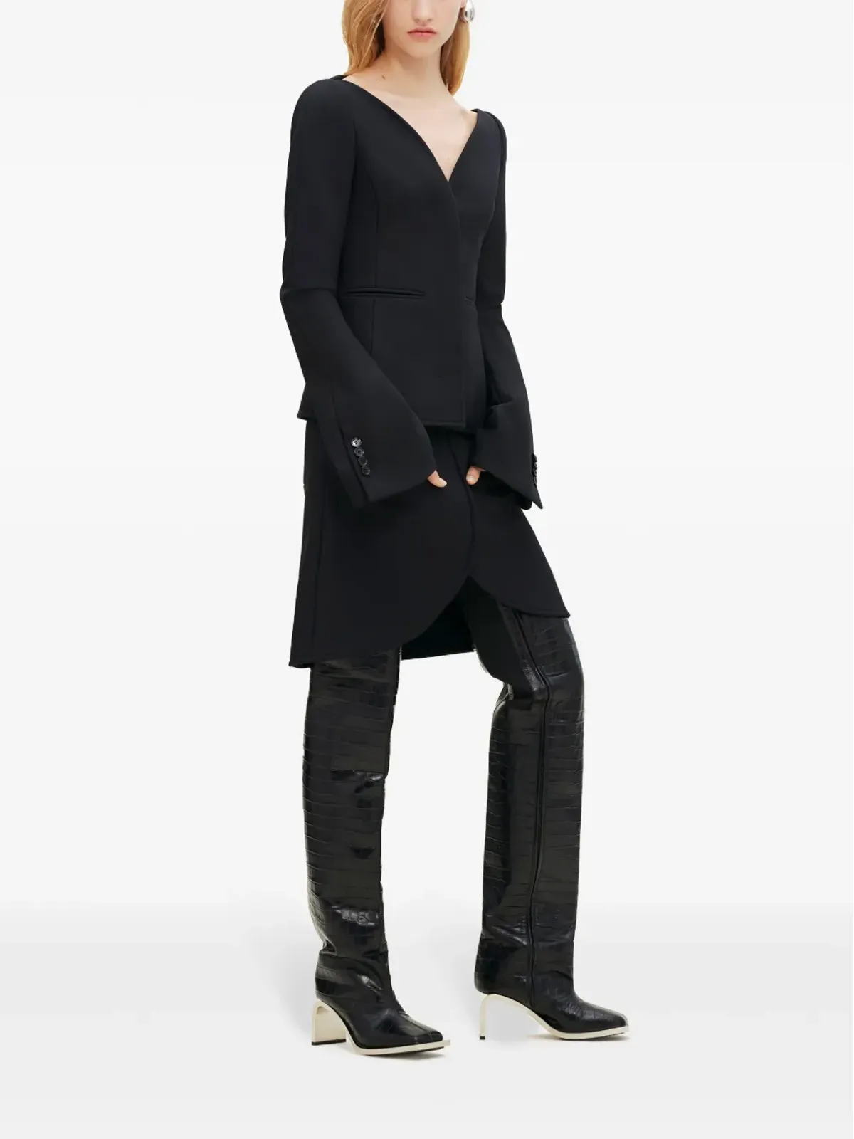 Courrèges Ellipse Heritage ノーカラーブレザー - ブラック - 画像3