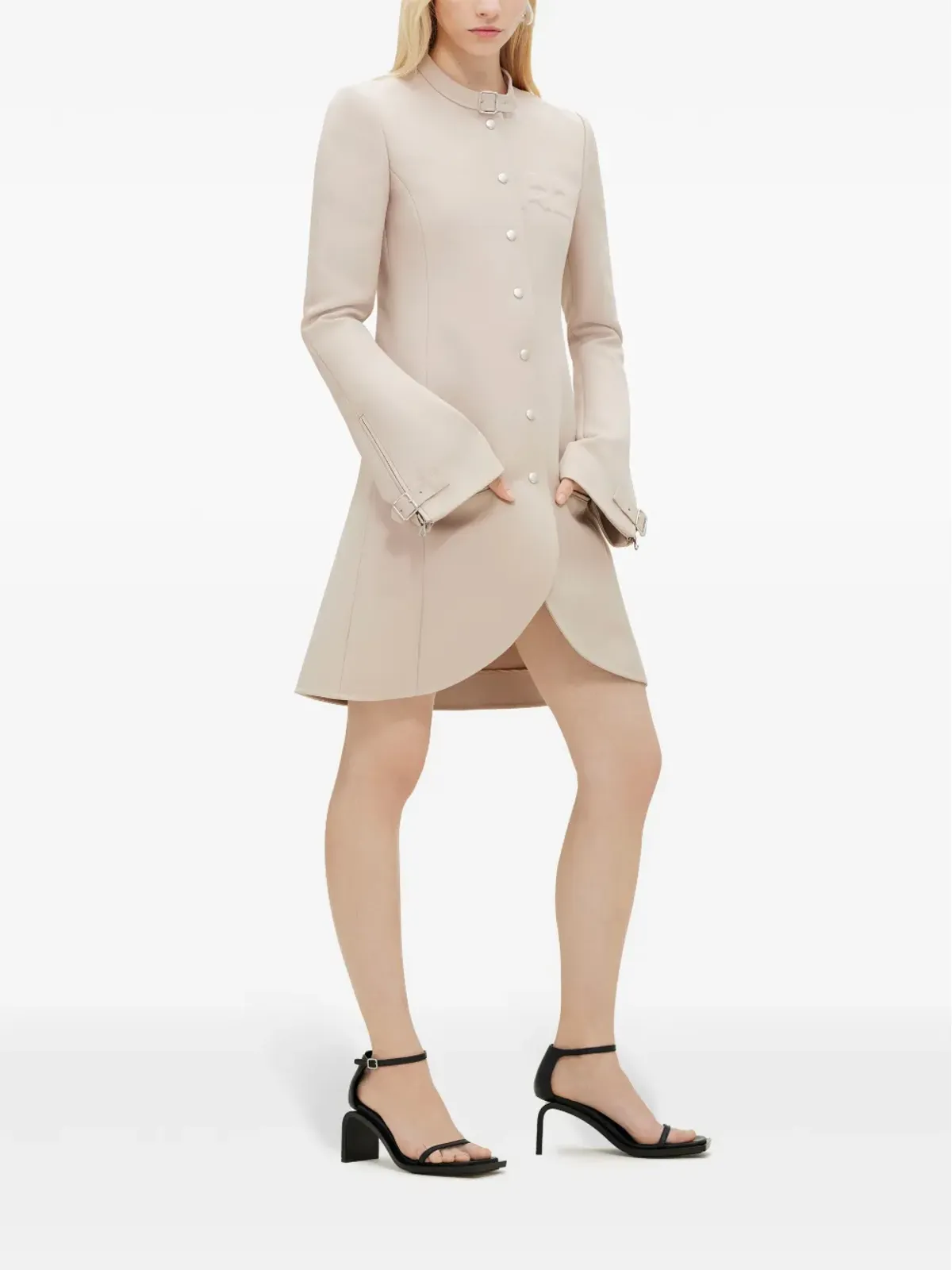 Courrèges エリプス ツイル アシンメトリック コート - ニュートラルカラー - 画像3