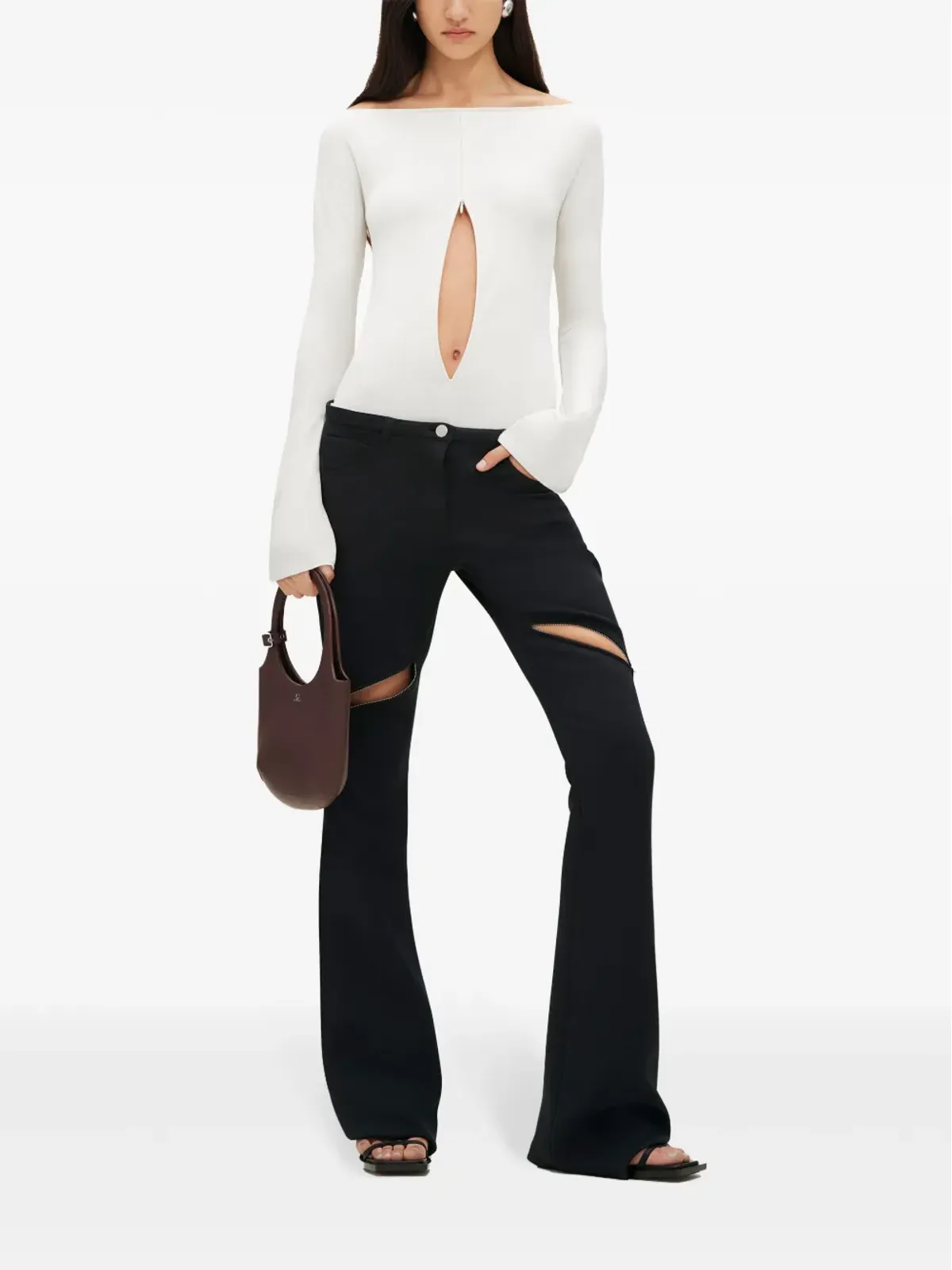 Courrèges オフショルダージップ付きボディスーツ - 画像2