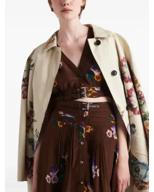 Prada フローラルプリント シングルブレスト コート - サムネイル5