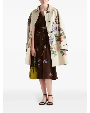 Prada フローラルプリント シングルブレスト コート - サムネイル2