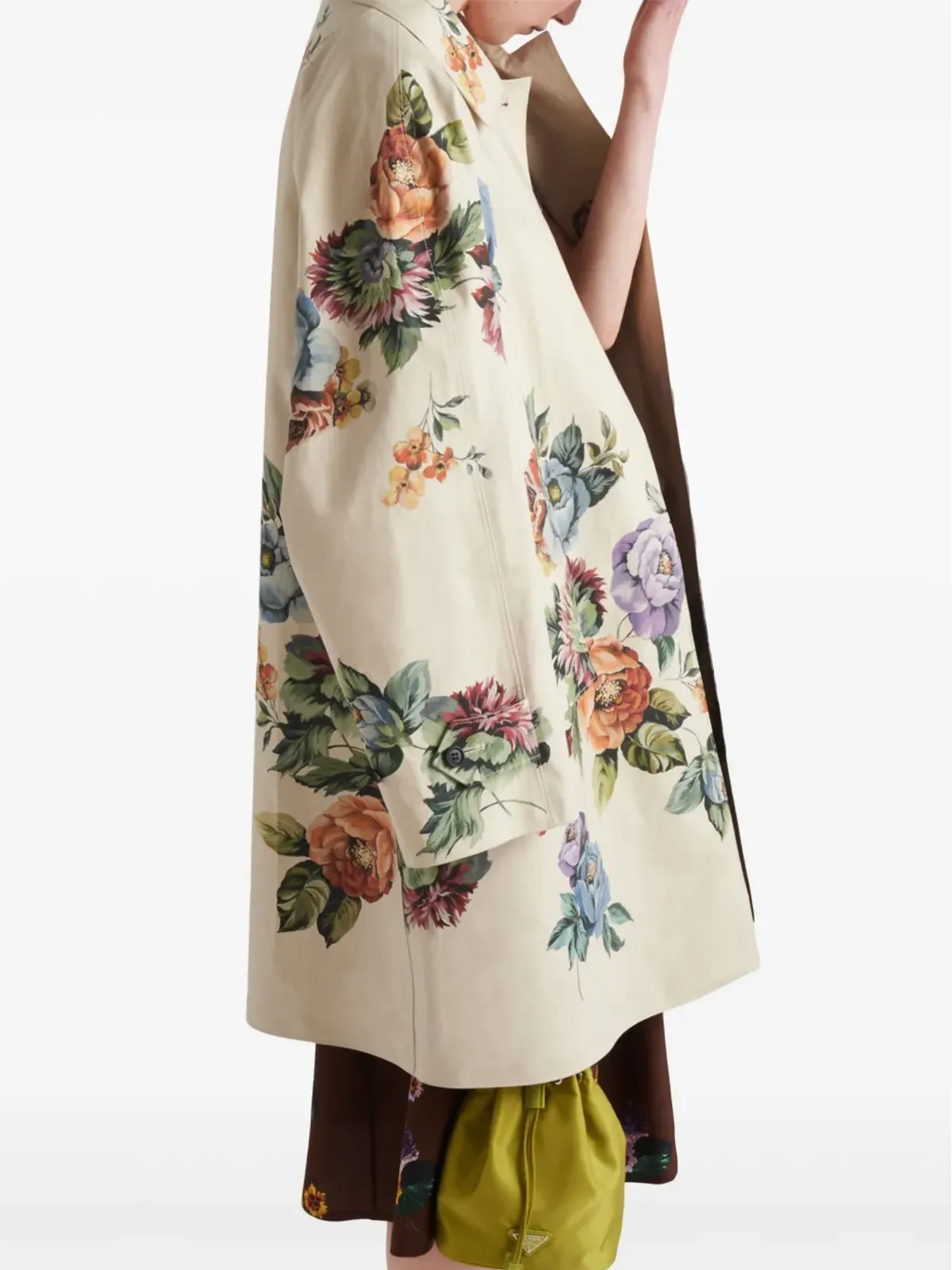 Prada フローラルプリント シングルブレスト コート - 画像3