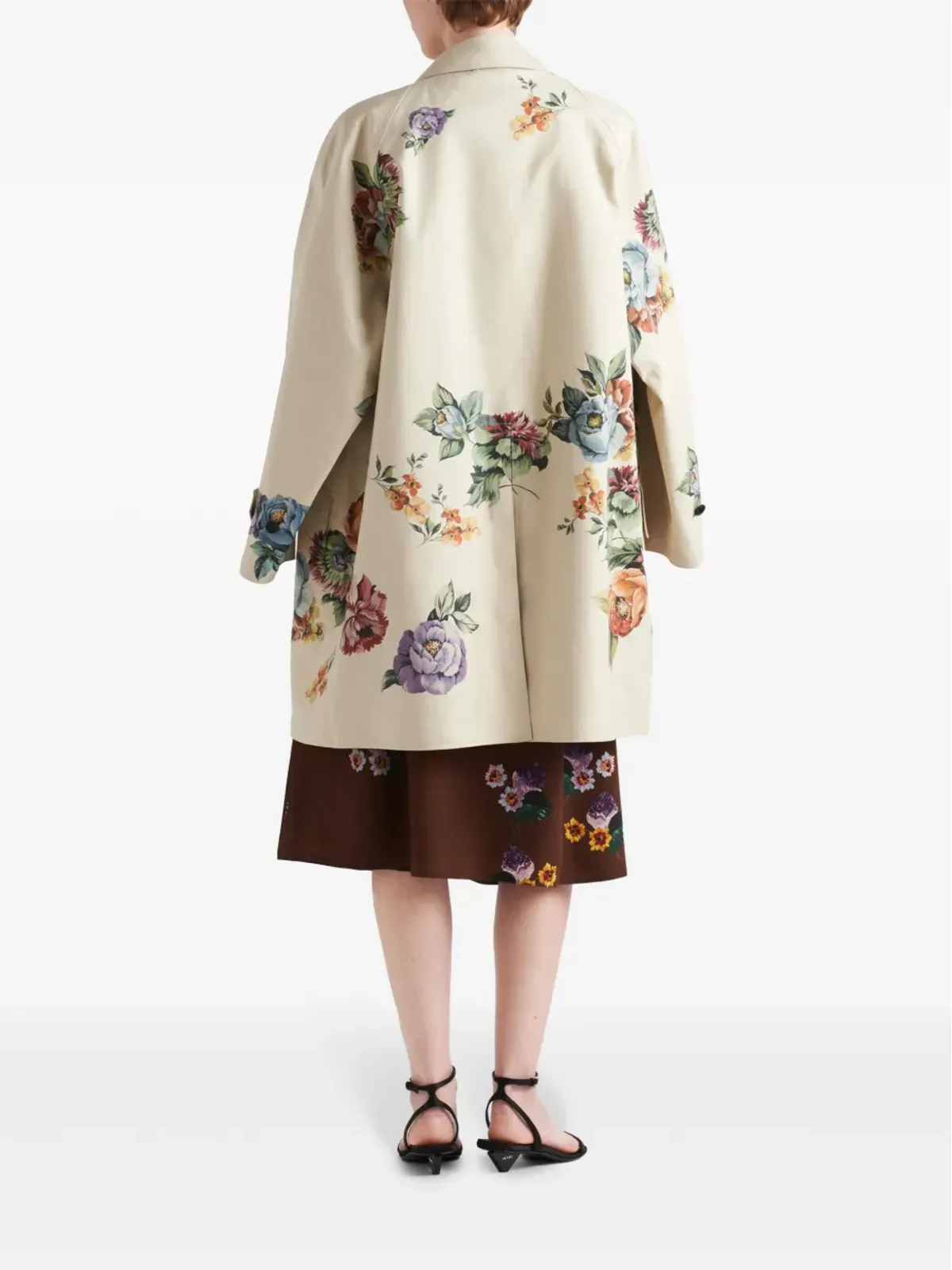 Prada フローラルプリント シングルブレスト コート - 画像4