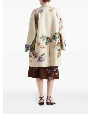 Prada フローラルプリント シングルブレスト コート - サムネイル4