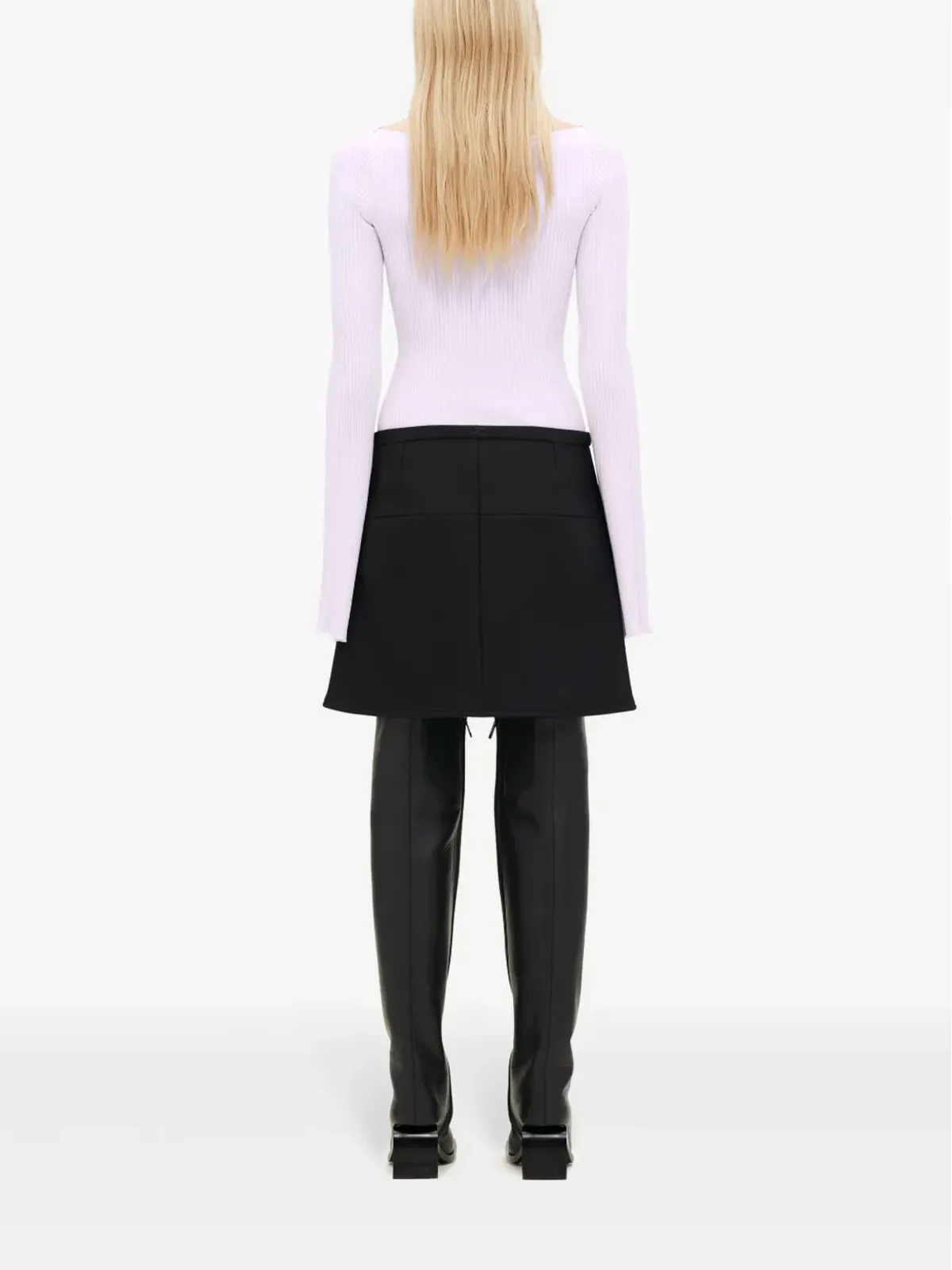 Courrèges ボートネックリブ編みセーター - パープル - 画像4