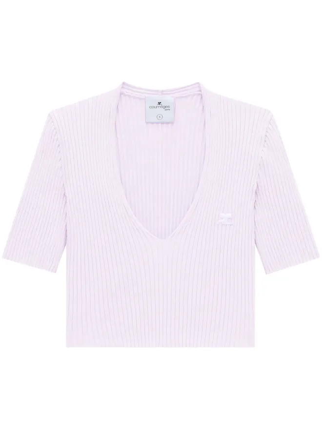 Courrèges Courrèges リブ編みVネックトップス - ピンクの商品画像