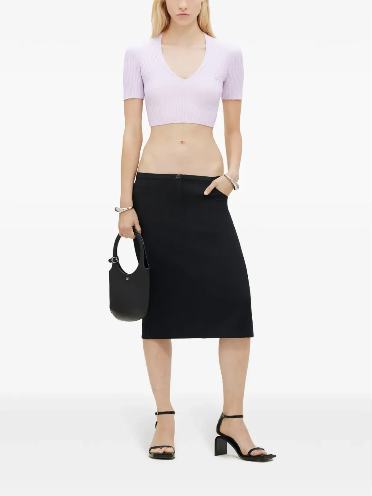 Courrèges リブ編みVネックトップス - ピンク - 画像2