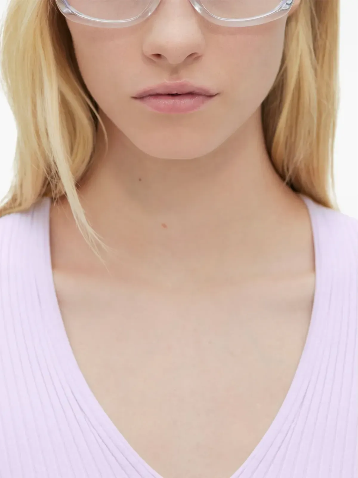 Courrèges V-neckリブ編みニットセーター - ピンク - 画像5
