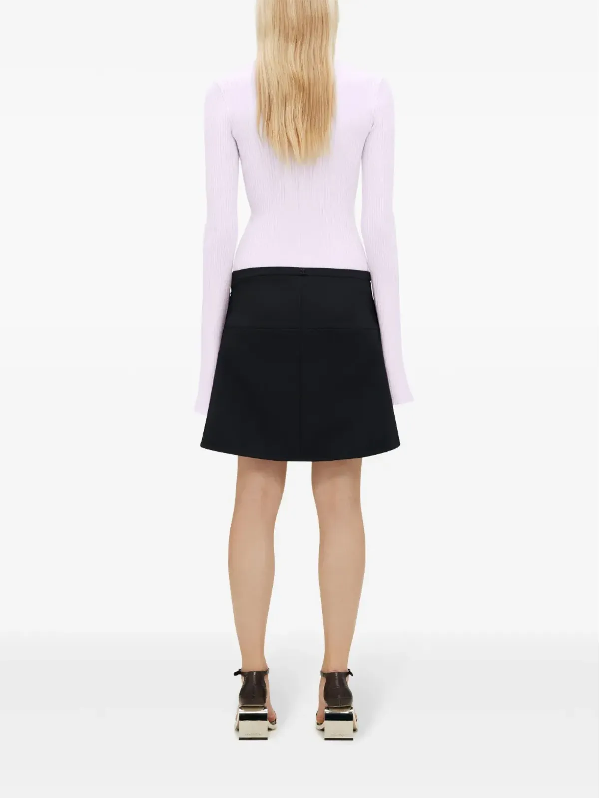 Courrèges V-neckリブ編みニットセーター - ピンク - 画像4