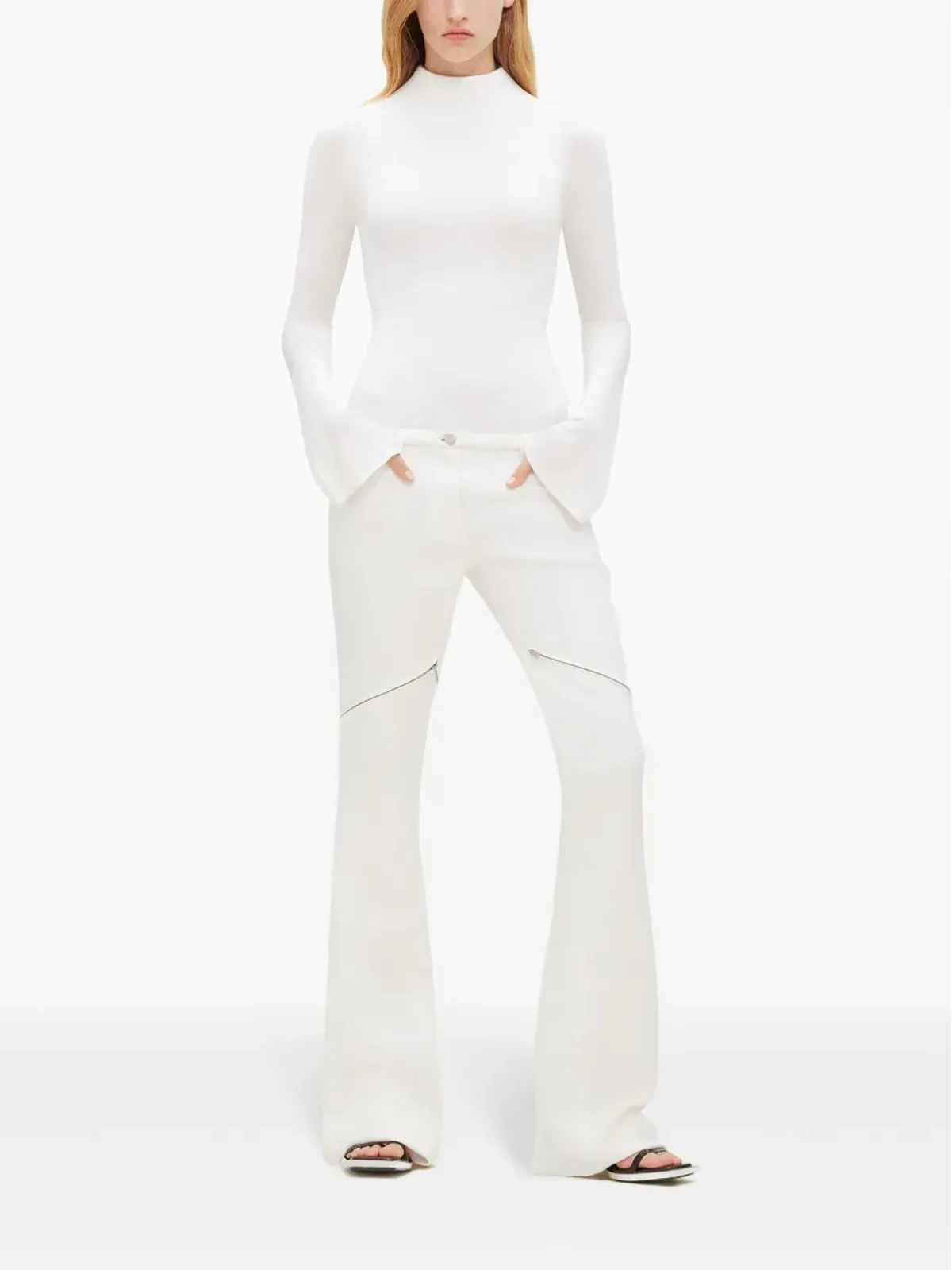 Courrèges Ellipse zipped twill trousers - White - 画像2