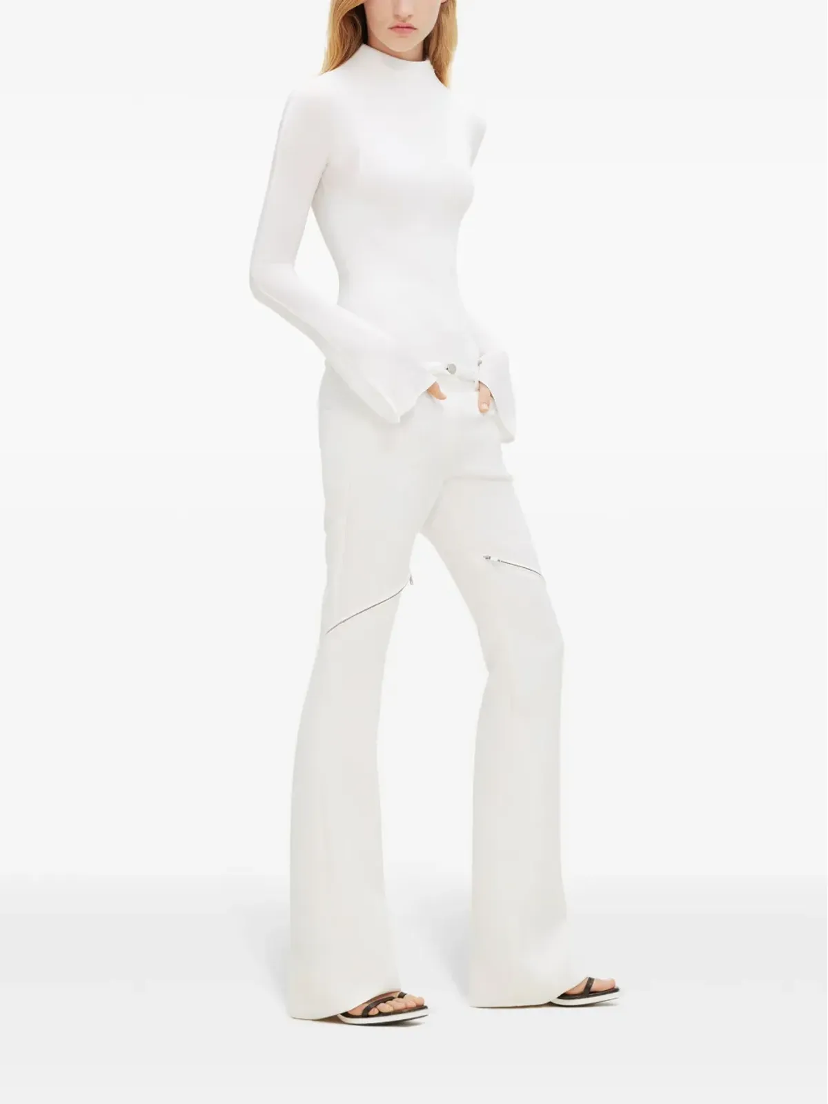 Courrèges Ellipse zipped twill trousers - White - 画像3