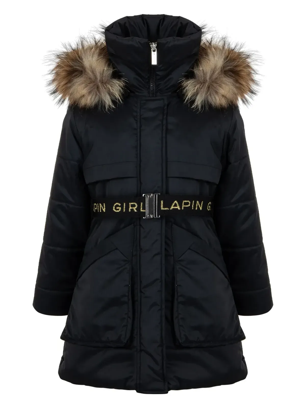 Lapin House Hooded Coat - Black - 画像1