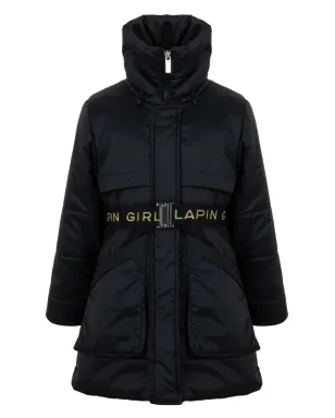 Lapin House Hooded Coat - Black - サムネイル5