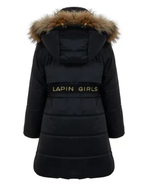 Lapin House Hooded Coat - Black - サムネイル2