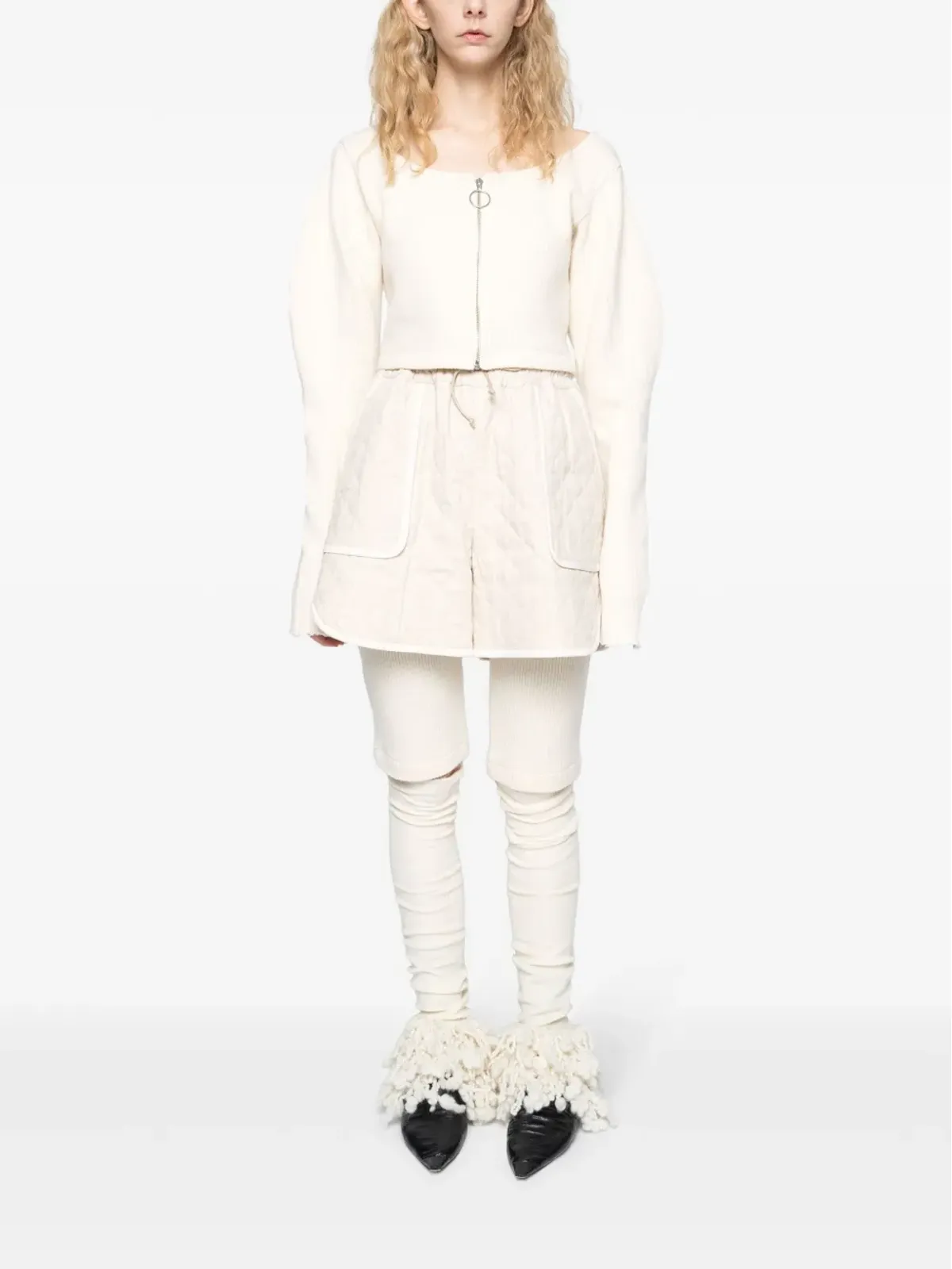 Muller Of Yoshiokubo cropped top - Neutrals - 画像2