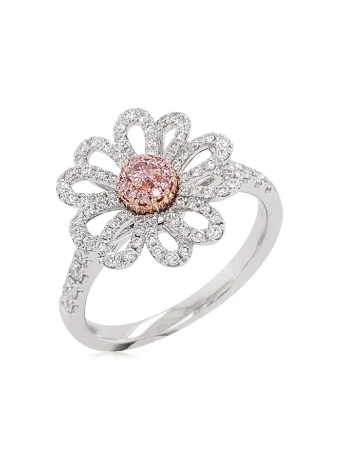 HYT Jewelry HYT Jewelry 18Kローズゴールド プラチナ ダイヤモンド カクテルリング - シルバーの商品画像