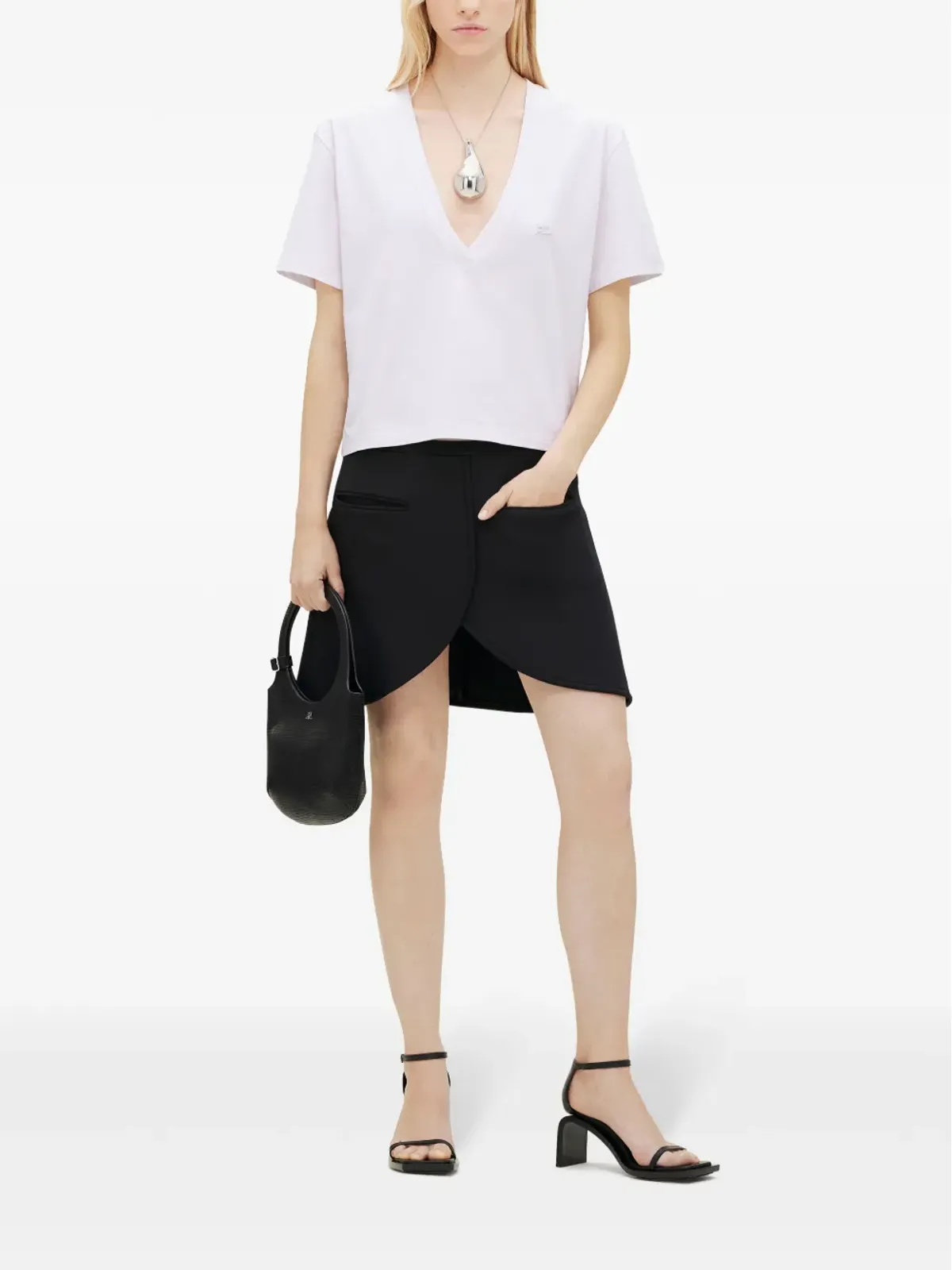 Courrèges ロゴアップリケ クロップドTシャツ - ピンク - 画像2