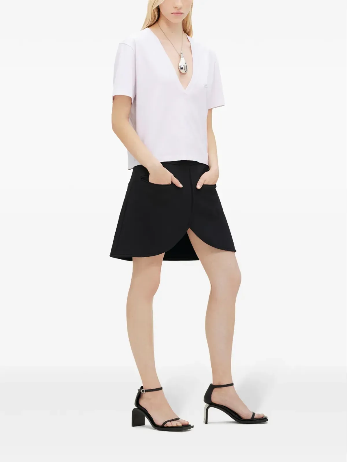 Courrèges ロゴアップリケ クロップドTシャツ - ピンク - 画像3