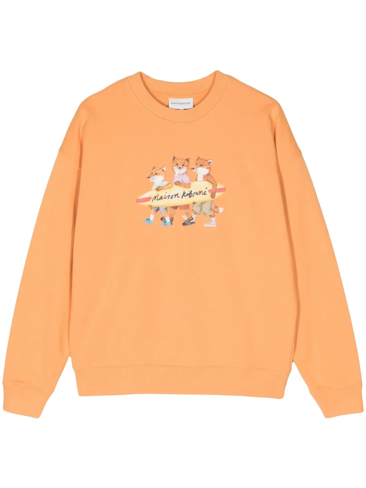 Maison Kitsuné Surfing Foxes コットン スウェットシャツ - オレンジ - 画像1
