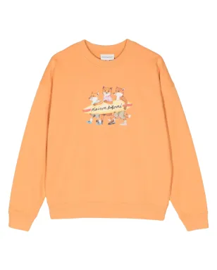 Maison Kitsuné Surfing Foxes コットン スウェットシャツ - オレンジ - サムネイル1