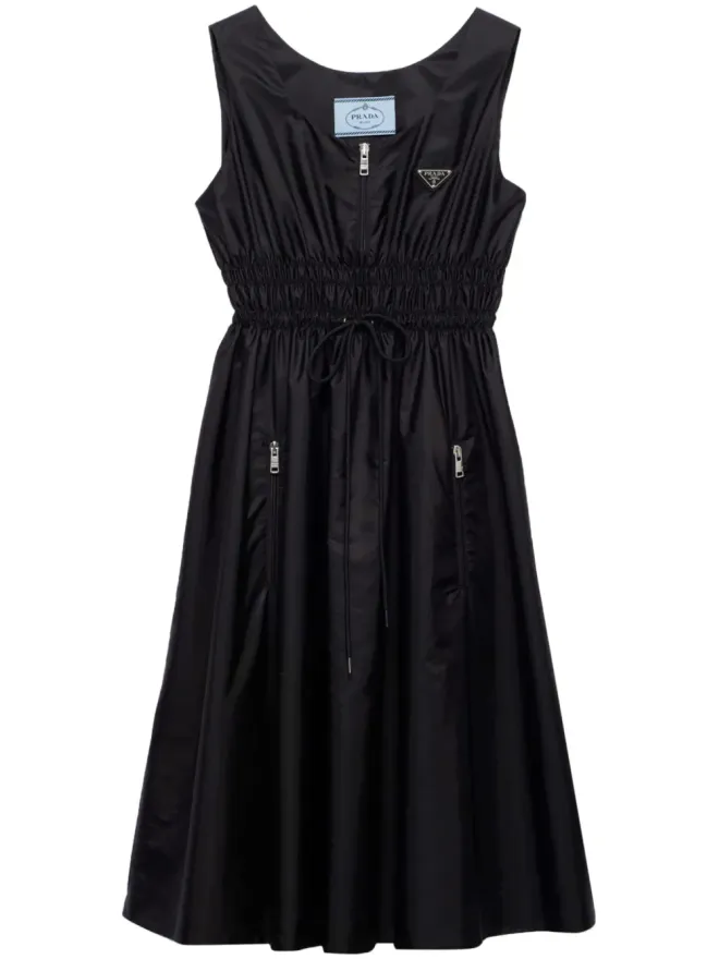 Prada Prada ロゴアップリケ Re-Nylon ミディドレス - ブラックの商品画像