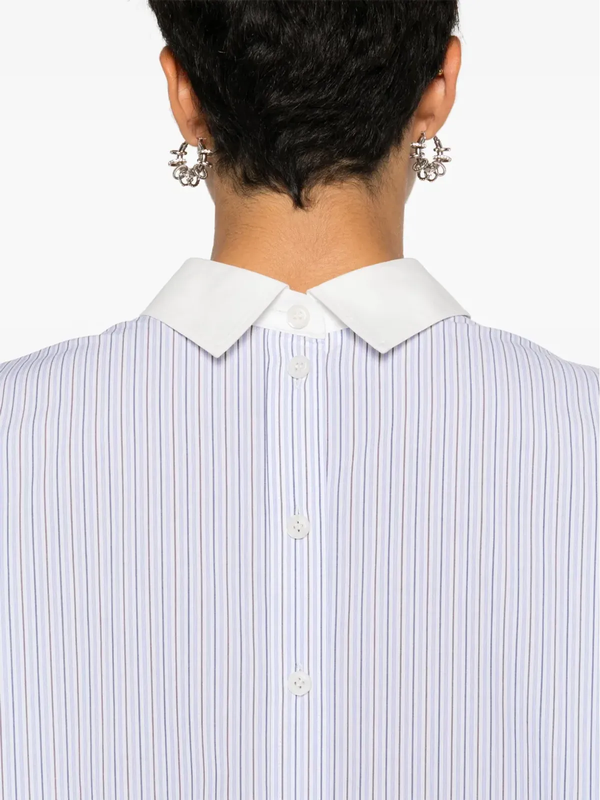 Acne Studios ロゴ刺繍ストライプのボタンアップシャツ - 画像5