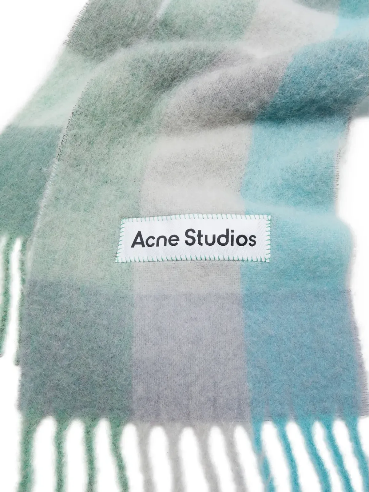 Acne Studios ロゴパッチチェック柄スカーフ - 画像2
