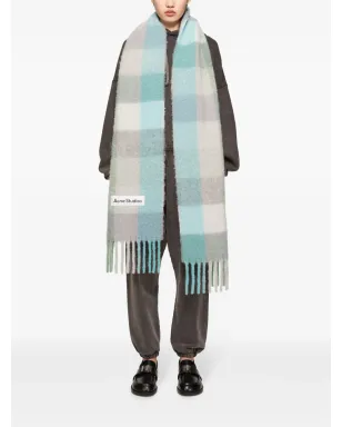 Acne Studios ロゴパッチチェック柄スカーフ - サムネイル4