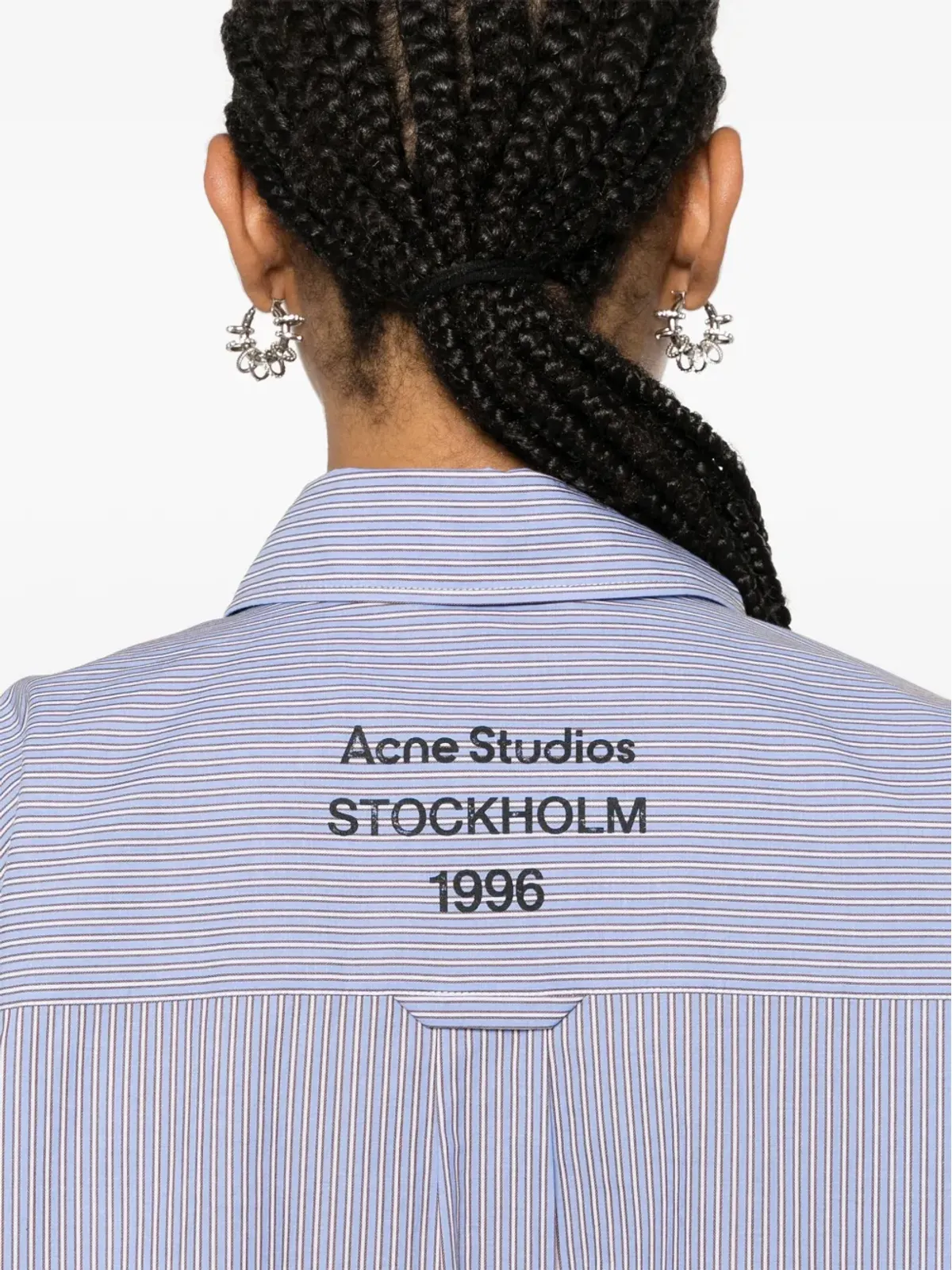 Acne Studios ストライプ柄クロップドコットンシャツ - ブルー - 画像5