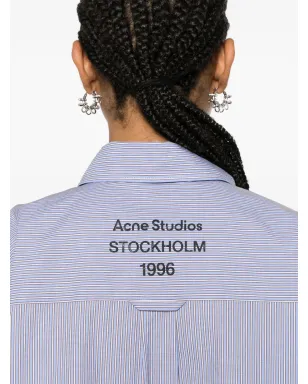 Acne Studios ストライプ柄クロップドコットンシャツ - ブルー - サムネイル5