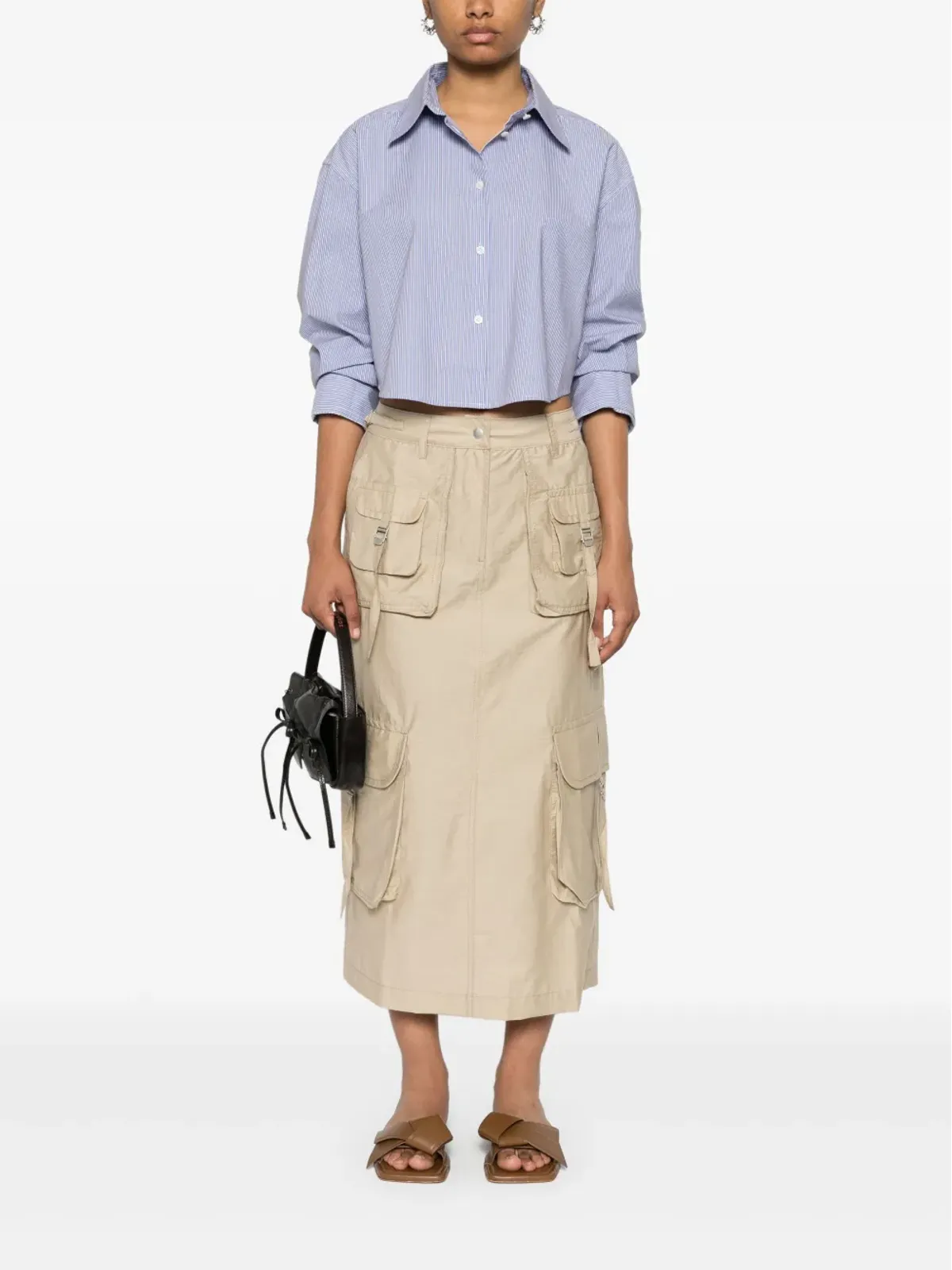 Acne Studios ストライプ柄クロップドコットンシャツ - ブルー - 画像2