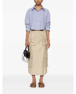 Acne Studios ストライプ柄クロップドコットンシャツ - ブルー - サムネイル2