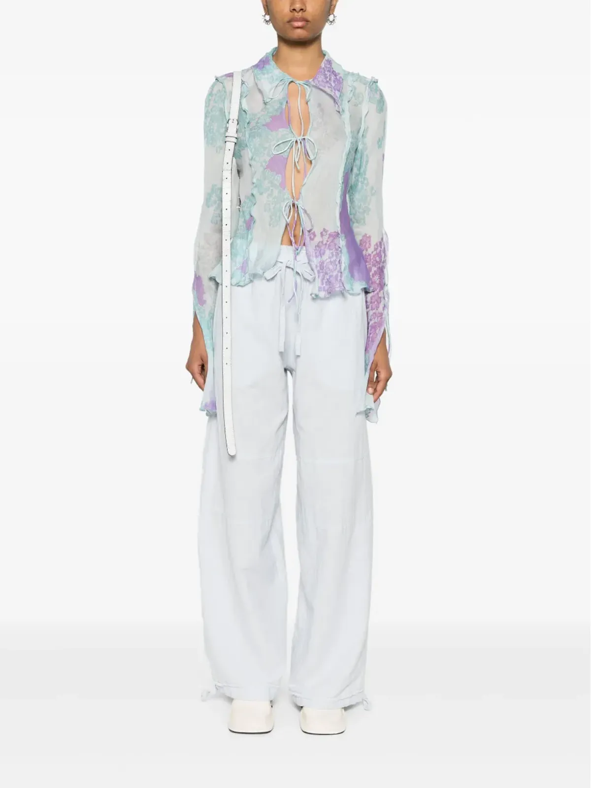Acne Studios 花柄プリントの半透けシャツ - 画像2