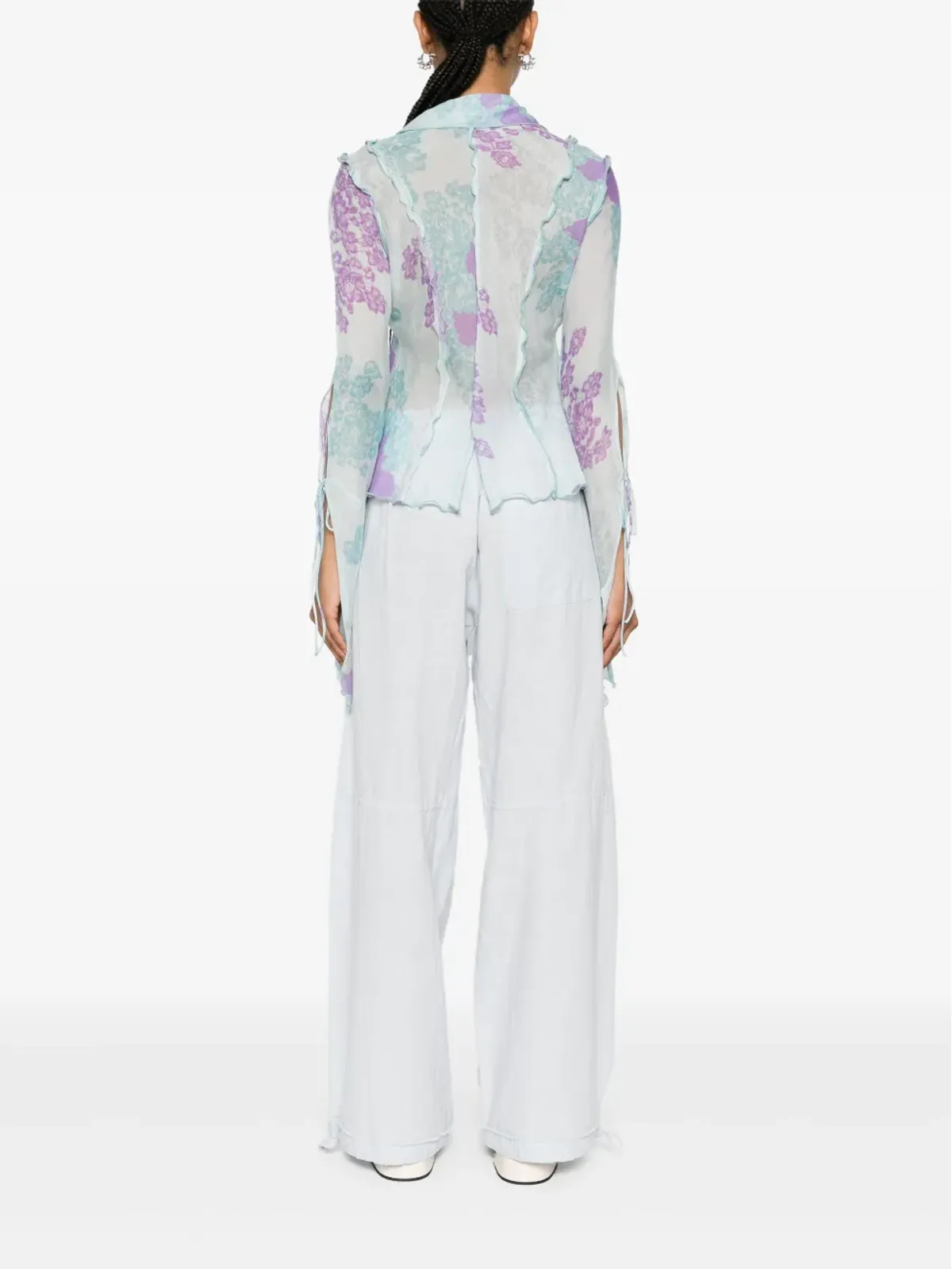 Acne Studios 花柄プリントの半透けシャツ - 画像4