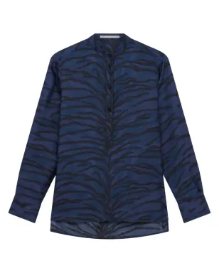 Stella McCartney タイガープリント シルクシャツ ブルー - サムネイル1
