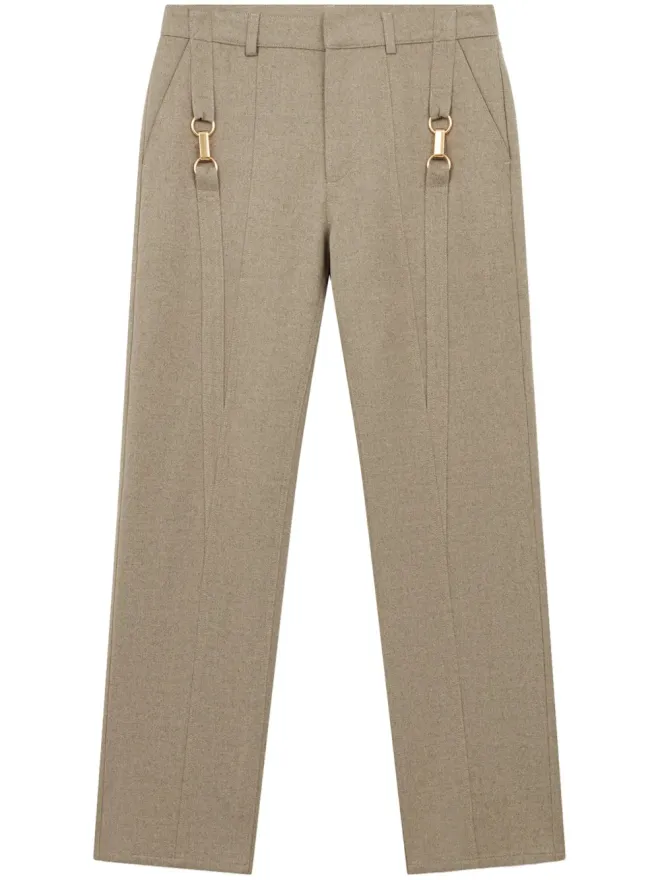 Stella McCartney Stella McCartney ハードウェアディテール付きフランネルウールパンツ - ニュートラルカラーの商品画像
