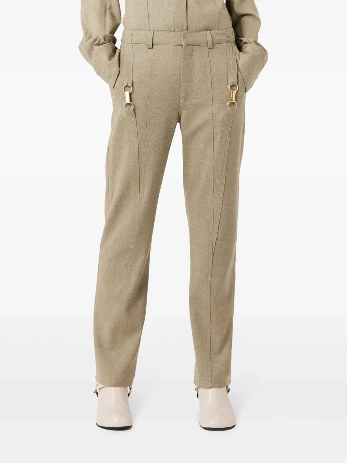 Stella McCartney ハードウェアディテール付きフランネルウールパンツ - ニュートラルカラー - 画像5