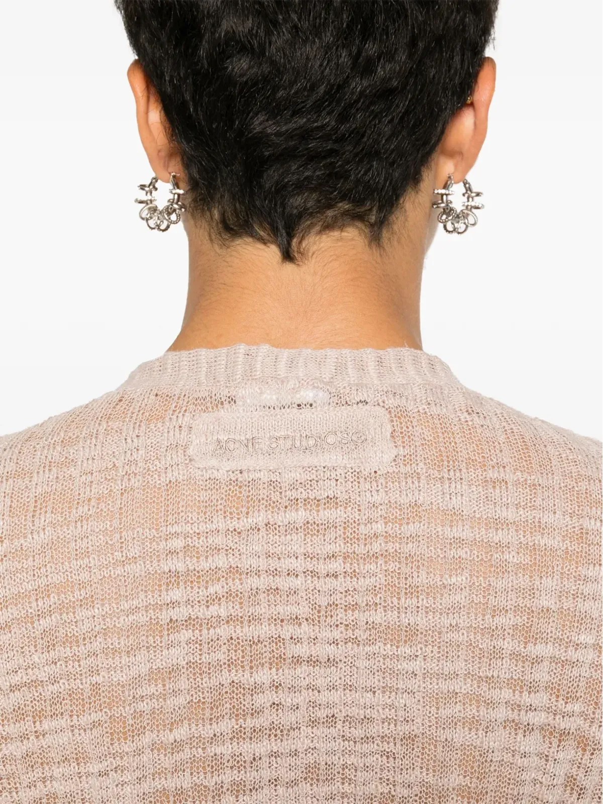 Acne Studios 半透明パネル付きリブニットカーディガン - ピンク - 画像5