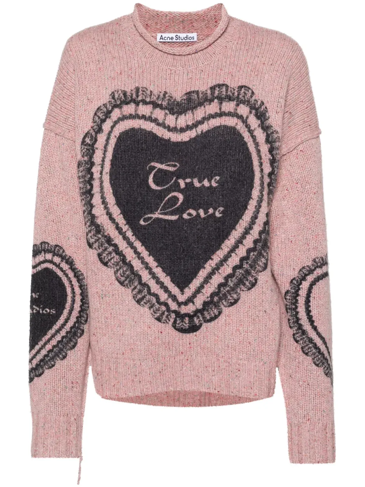 Acne Studios ハートプリント チャンキーニット ジャンパー ピンク - 画像1