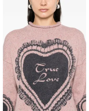 Acne Studios ハートプリント チャンキーニット ジャンパー ピンク - サムネイル5