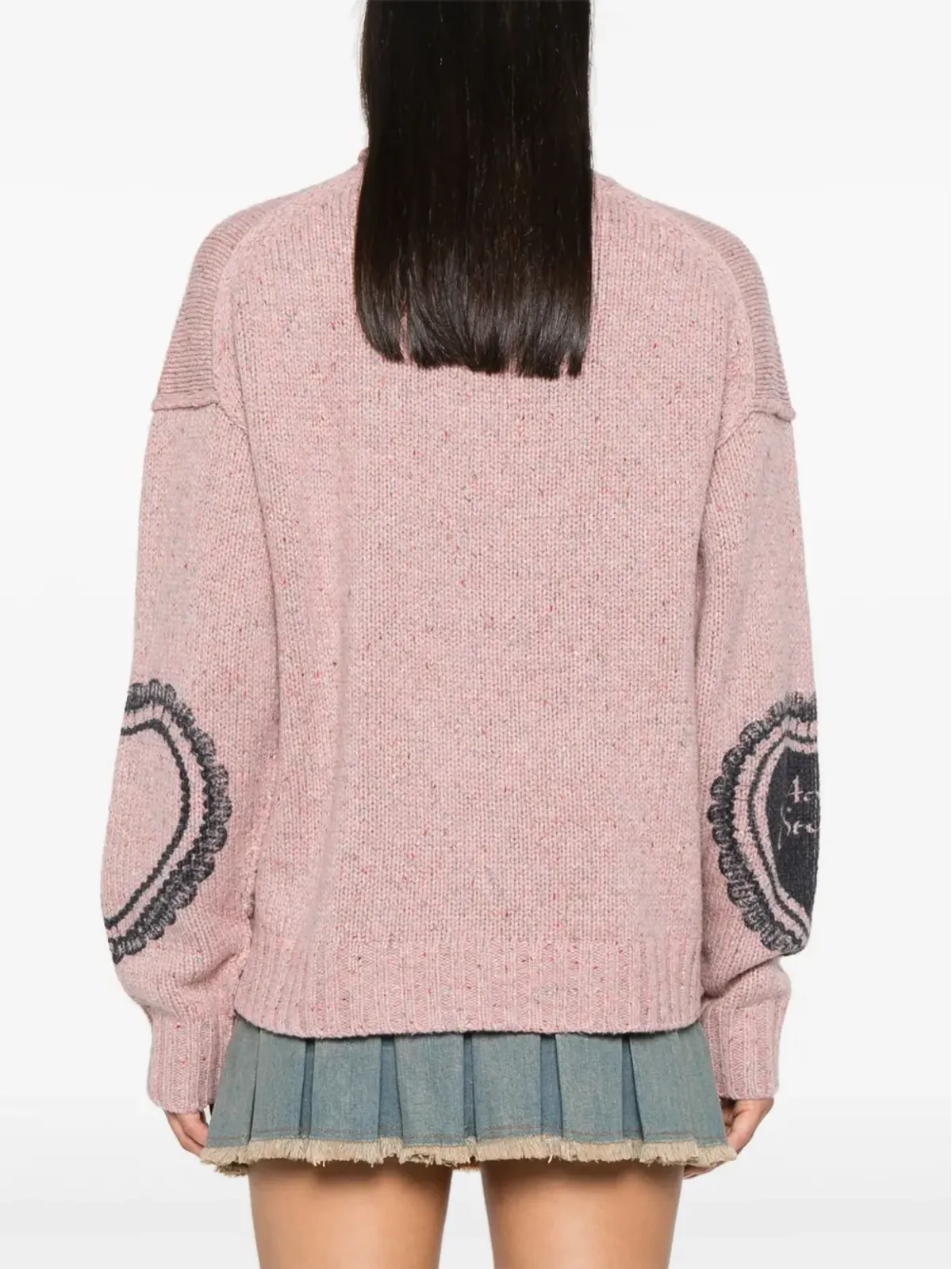Acne Studios ハートプリント チャンキーニット ジャンパー ピンク - 画像4