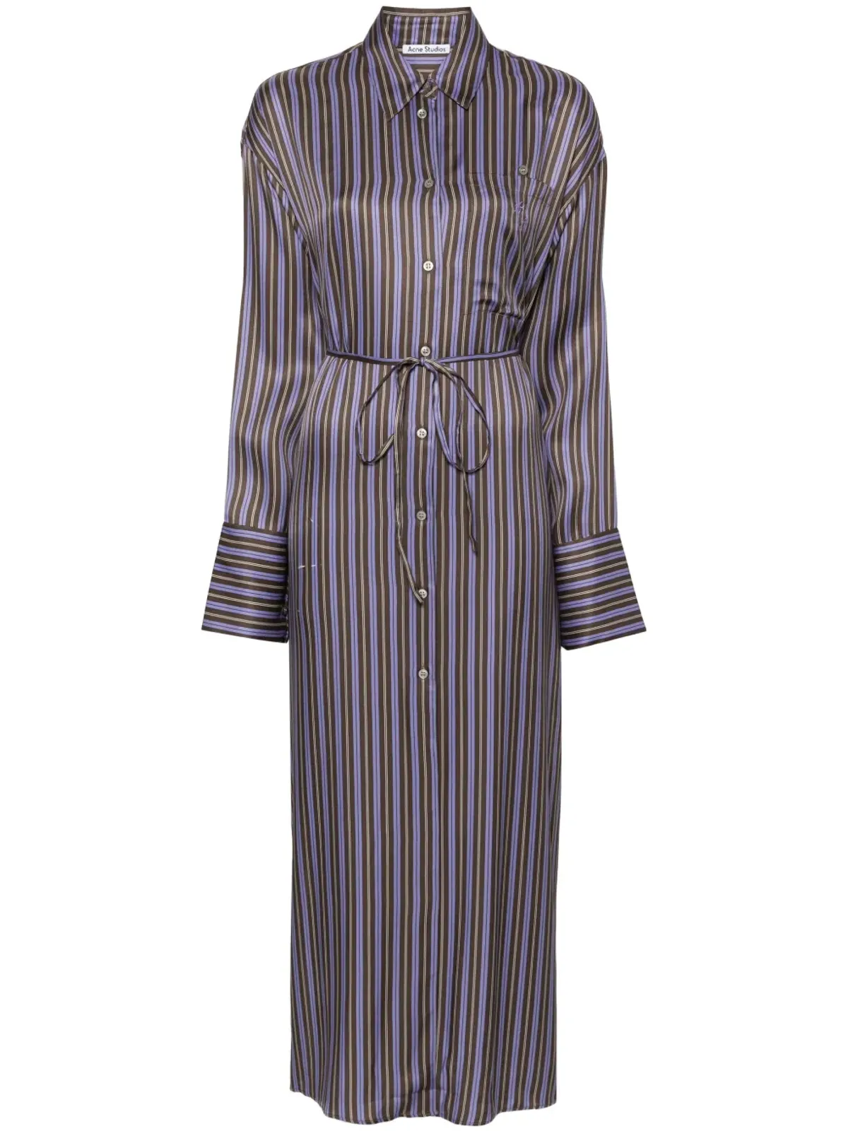 Acne Studios ストライプ柄ミディ シャツドレス パープル - 画像1