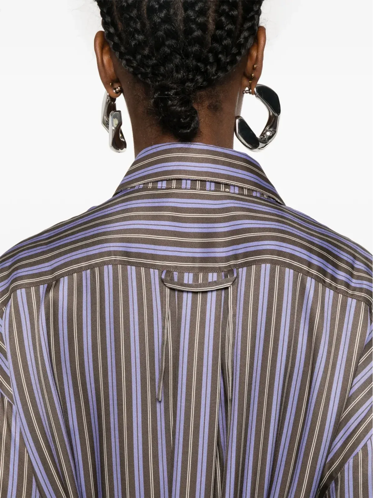 Acne Studios ストライプ柄ミディ シャツドレス パープル - 画像5