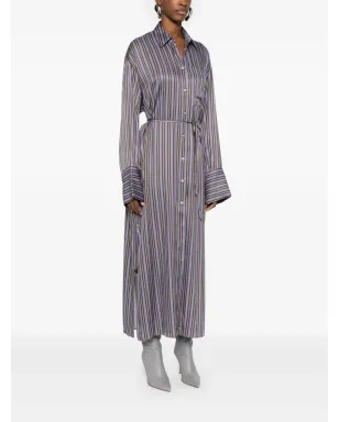 Acne Studios ストライプ柄ミディ シャツドレス パープル - サムネイル3