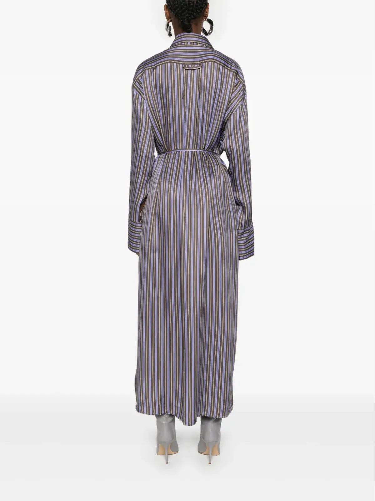 Acne Studios ストライプ柄ミディ シャツドレス パープル - 画像4