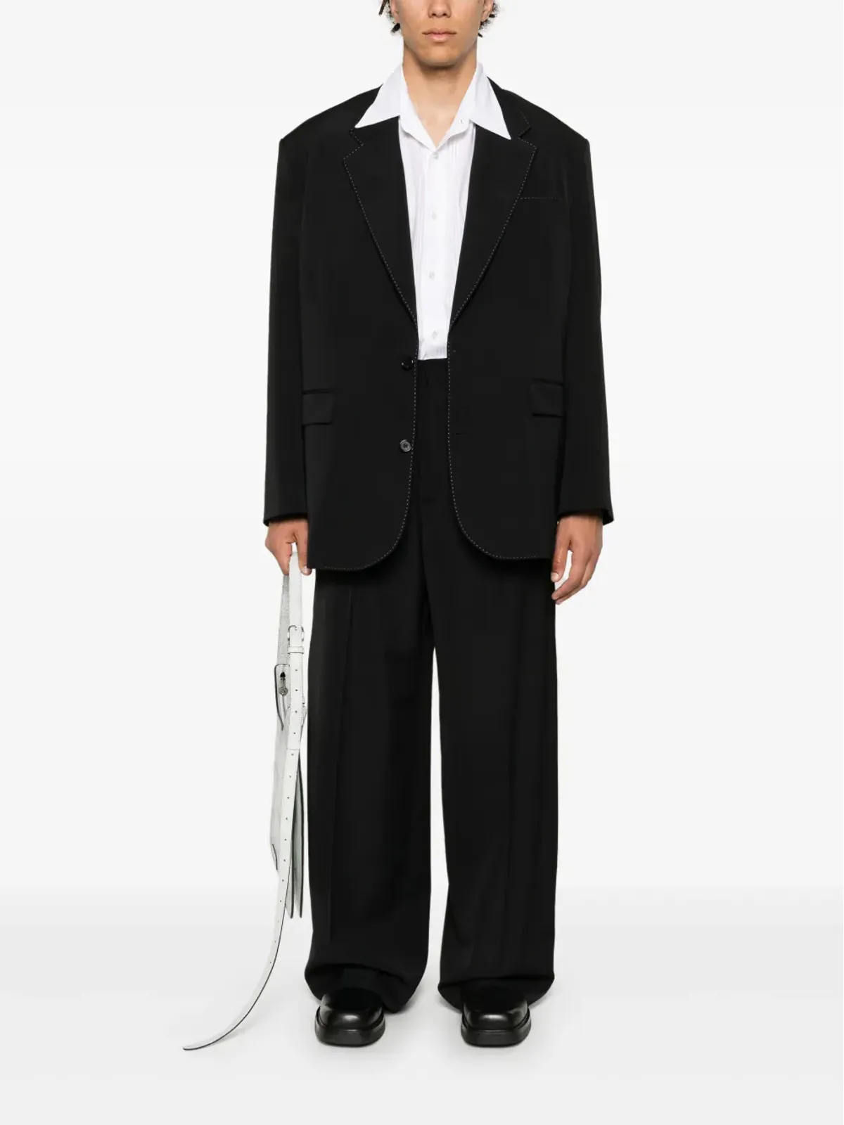 Acne Studios コントラストステッチ テーラードパンツ - ブラック - 画像2