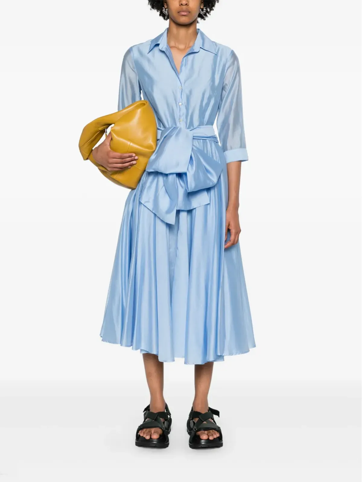 DRHOPE flared midi shirtdress - Blue - 画像2
